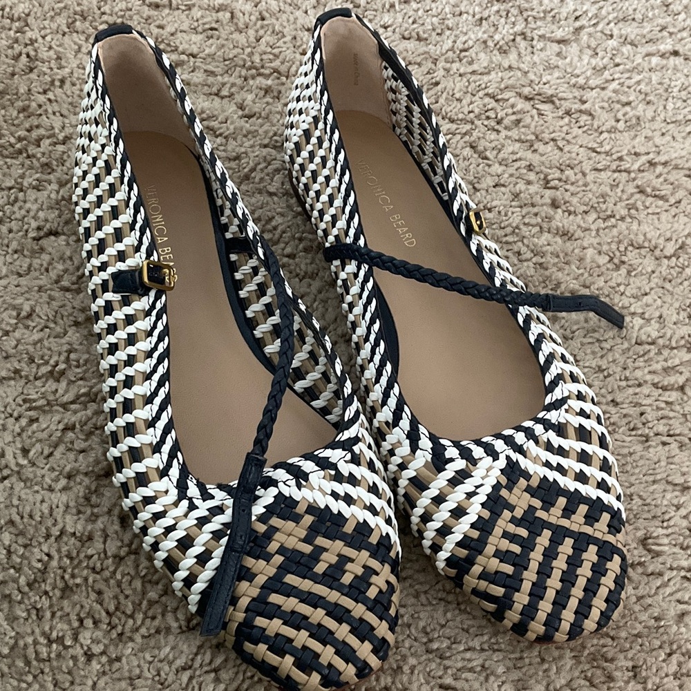 Veronica Beard Black and Tan Woven Flats - Picture 3 of 5